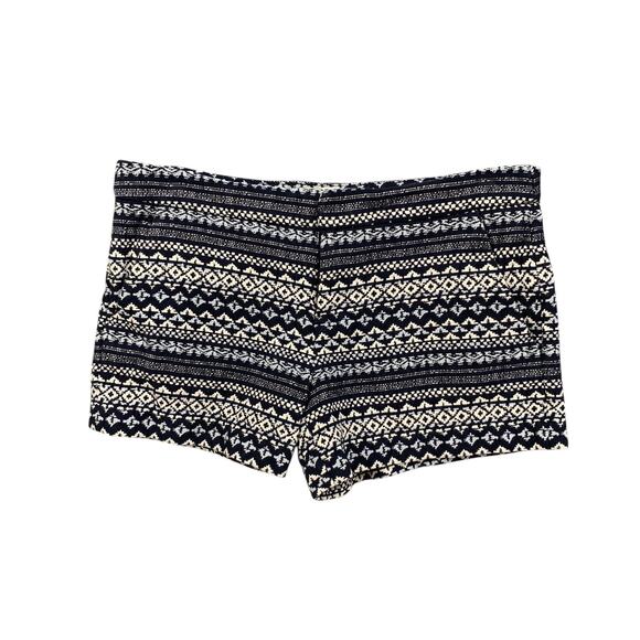 Joie Pants - Joie Shorts Womens 2 Navy White Merci Aztec Ethic Jacquard Zip Front Pockets
